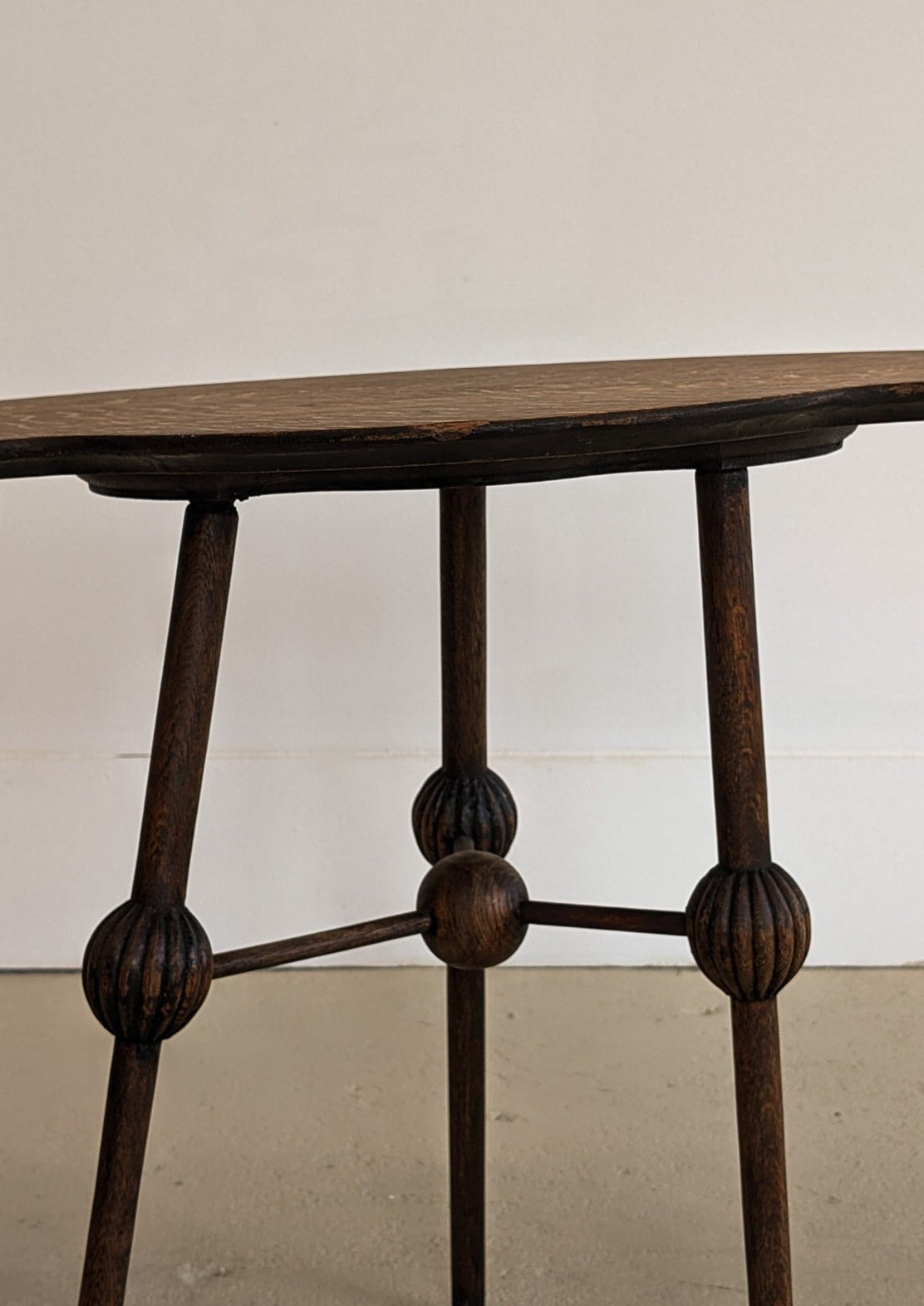 Unique Antique Victorian Dark Wooden Three-Legged Side Table