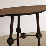 Unique Antique Victorian Dark Wooden Three-Legged Side Table