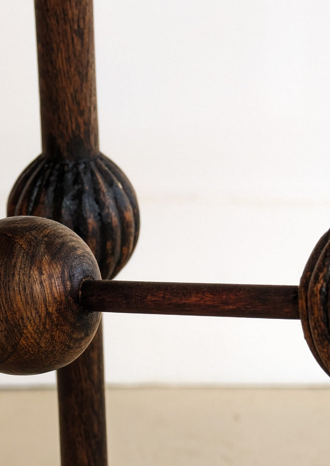 Unique Antique Victorian Dark Wooden Three-Legged Side Table