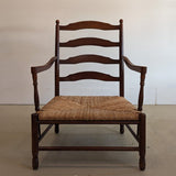 Large Dark Wood and Rush Chair