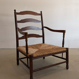 Large Dark Wood and Rush Chair