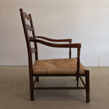 Large Dark Wood and Rush Chair