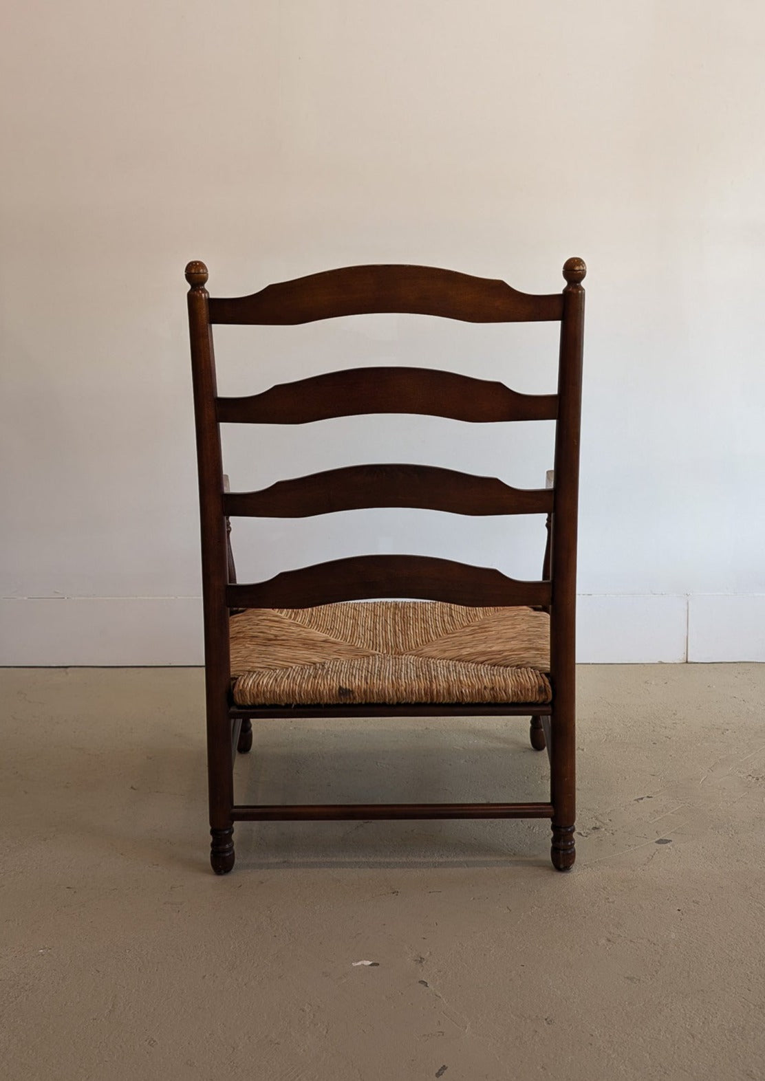 Large Dark Wood and Rush Chair