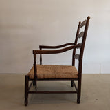 Large Dark Wood and Rush Chair