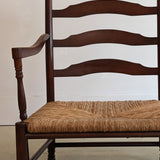 Large Dark Wood and Rush Chair