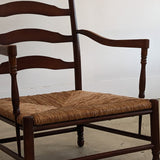 Large Dark Wood and Rush Chair