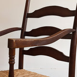 Large Dark Wood and Rush Chair