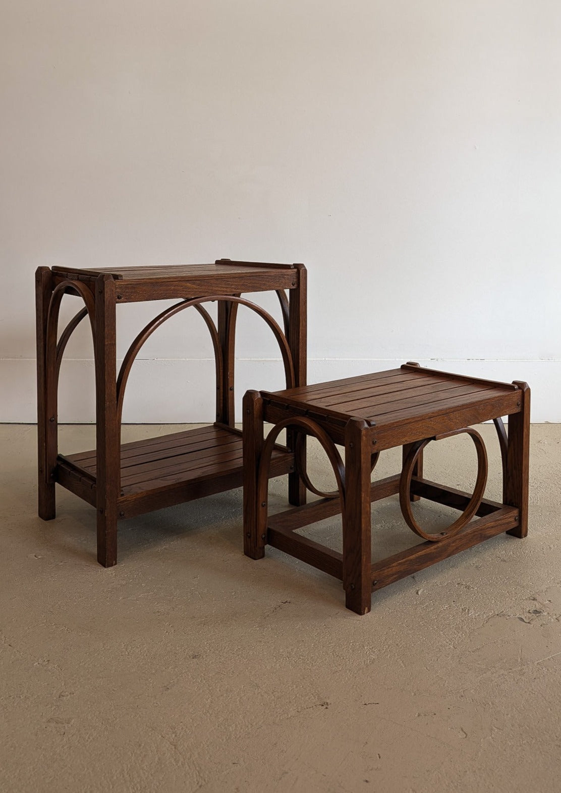 Handmade Amish Bentwood Side Tables - Tall and Short