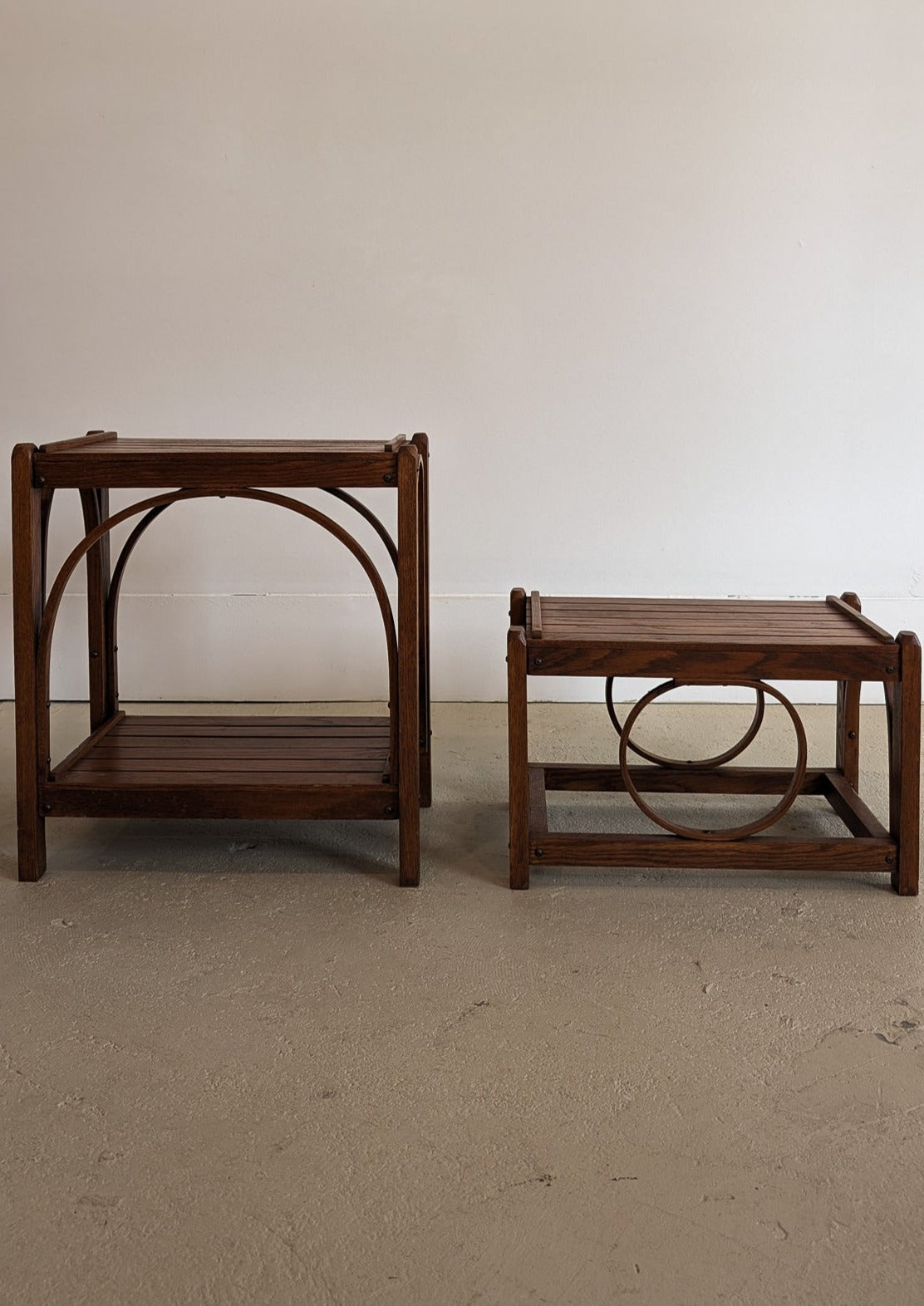 Handmade Amish Bentwood Side Tables - Tall and Short