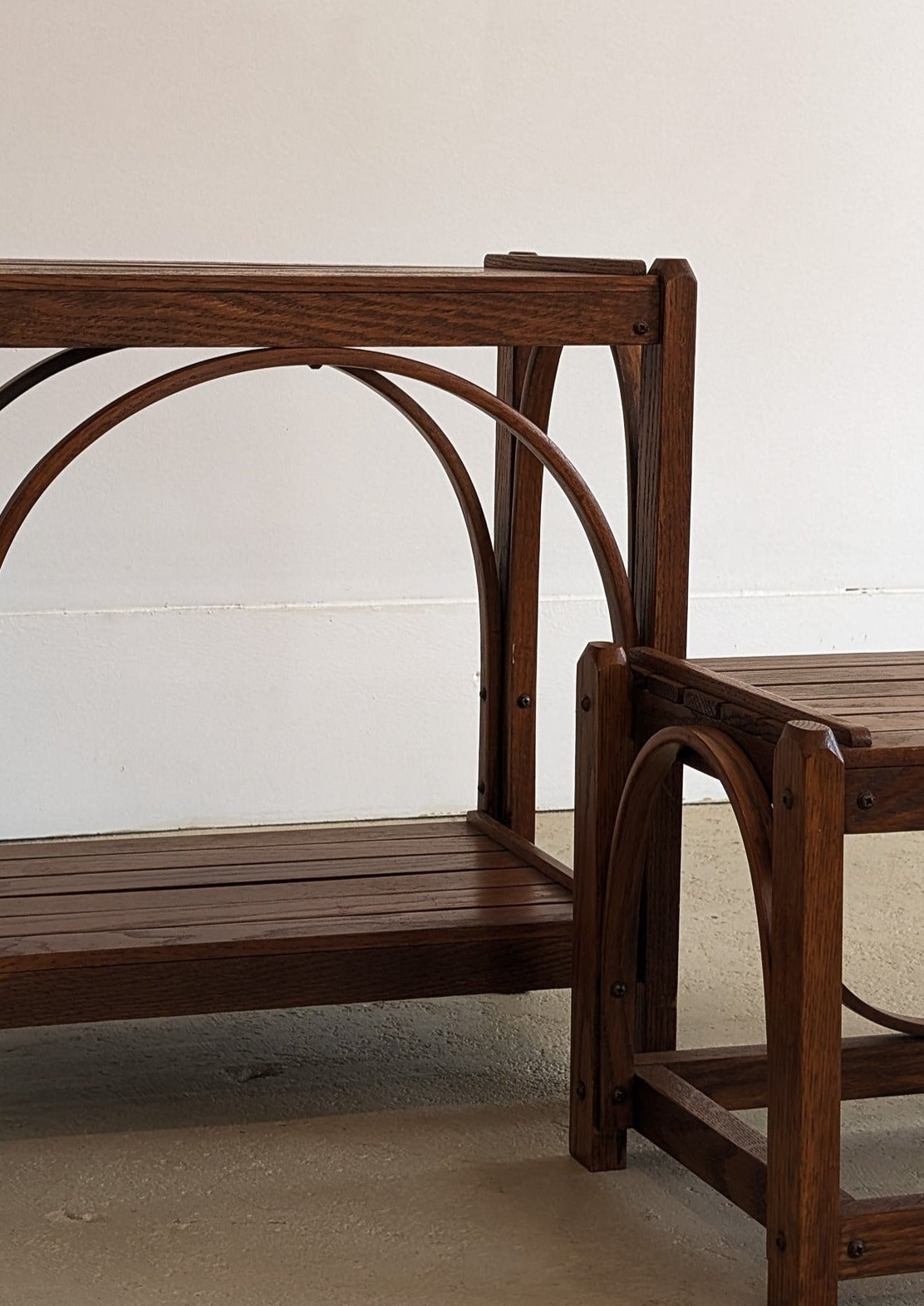 Handmade Amish Bentwood Side Tables - Tall and Short