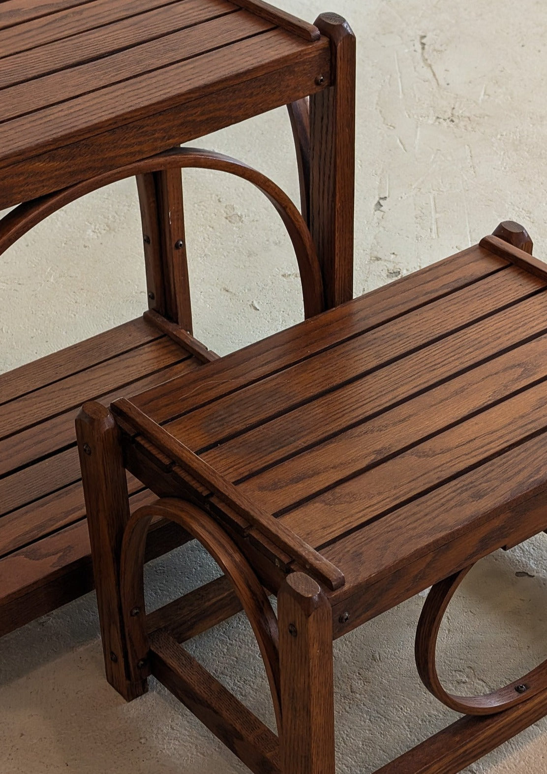 Handmade Amish Bentwood Side Tables - Tall and Short