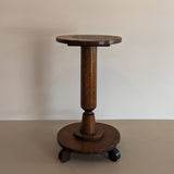 Antique Oak Pedestal Side Table with Circular Feet