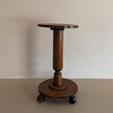 Antique Oak Pedestal Side Table with Circular Feet