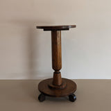 Antique Oak Pedestal Side Table with Circular Feet