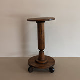 Antique Oak Pedestal Side Table with Circular Feet