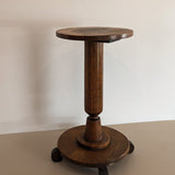 Antique Oak Pedestal Side Table with Circular Feet