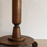 Antique Oak Pedestal Side Table with Circular Feet