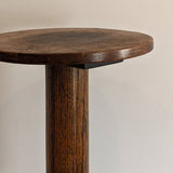 Antique Oak Pedestal Side Table with Circular Feet