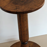 Antique Oak Pedestal Side Table with Circular Feet