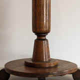 Antique Oak Pedestal Side Table with Circular Feet