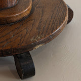 Antique Oak Pedestal Side Table with Circular Feet