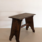 Late 1800s/Early 1900s Handmade Stained Pyrography Side Table/Bench with Floral Detailing