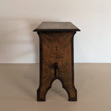 Late 1800s/Early 1900s Handmade Stained Pyrography Side Table/Bench with Floral Detailing