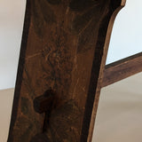 Late 1800s/Early 1900s Handmade Stained Pyrography Side Table/Bench with Floral Detailing