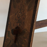 Late 1800s/Early 1900s Handmade Stained Pyrography Side Table/Bench with Floral Detailing