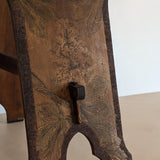 Late 1800s/Early 1900s Handmade Stained Pyrography Side Table/Bench with Floral Detailing