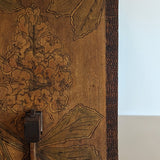 Late 1800s/Early 1900s Handmade Stained Pyrography Side Table/Bench with Floral Detailing