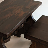 Pair of Vintage Handmade Brutalist Dark Wooden Nesting Tables with Wavy and Scallop Detailing