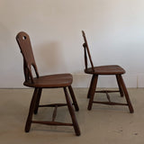 Pair of Vintage Wooden Brutalist Chairs