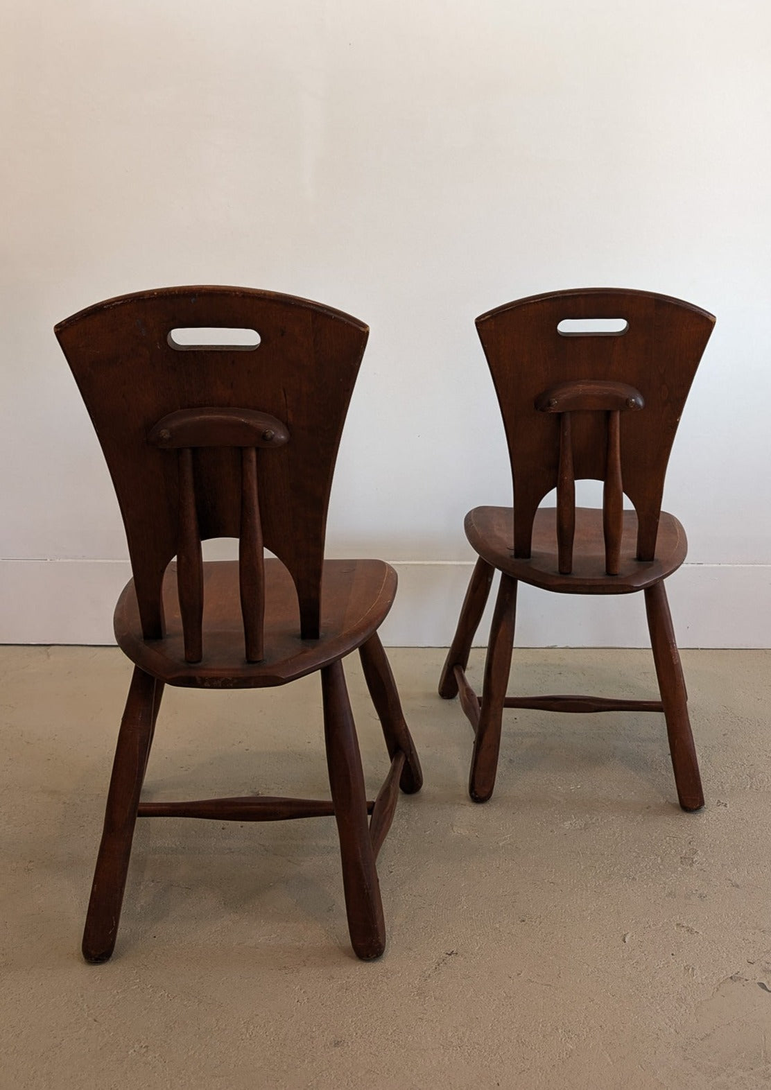 Pair of Vintage Wooden Brutalist Chairs