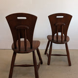 Pair of Vintage Wooden Brutalist Chairs