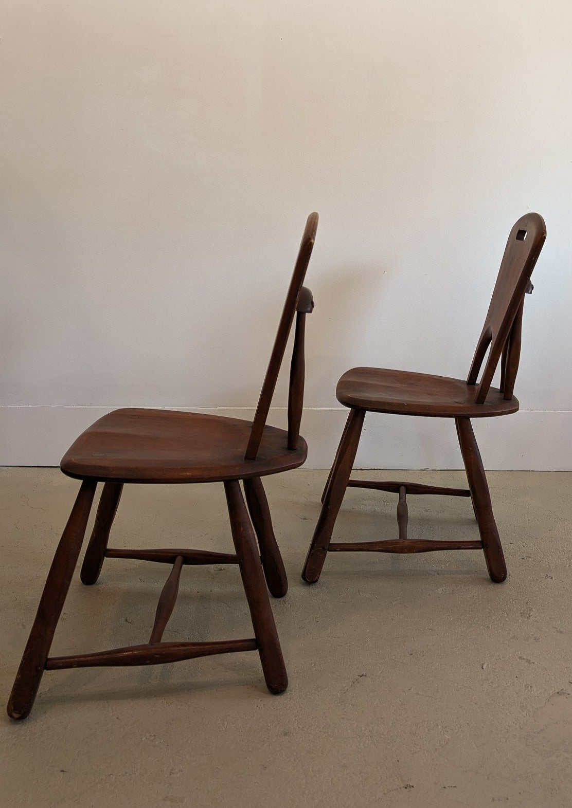 Pair of Vintage Wooden Brutalist Chairs