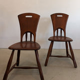 Pair of Vintage Wooden Brutalist Chairs