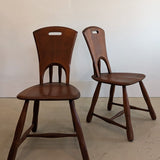 Pair of Vintage Wooden Brutalist Chairs