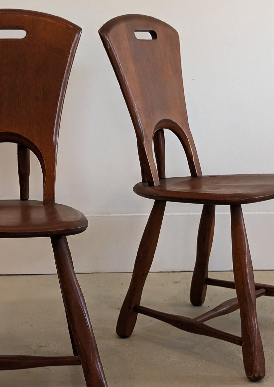 Pair of Vintage Wooden Brutalist Chairs