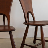 Pair of Vintage Wooden Brutalist Chairs