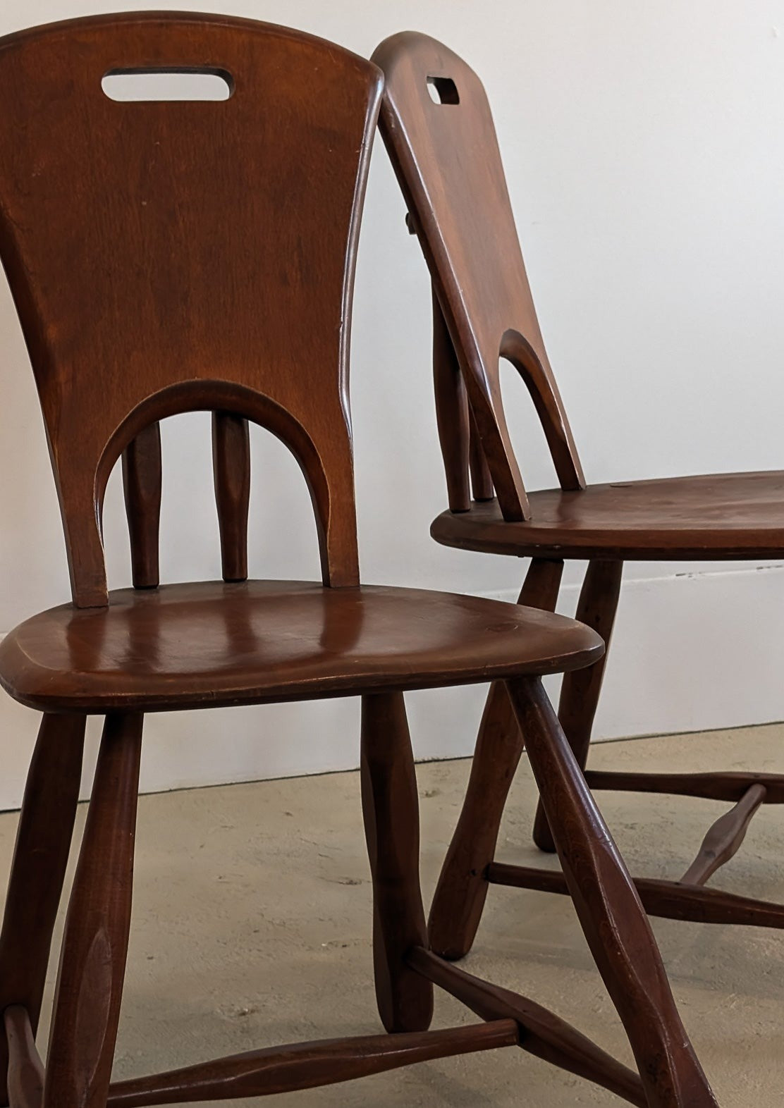 Pair of Vintage Wooden Brutalist Chairs