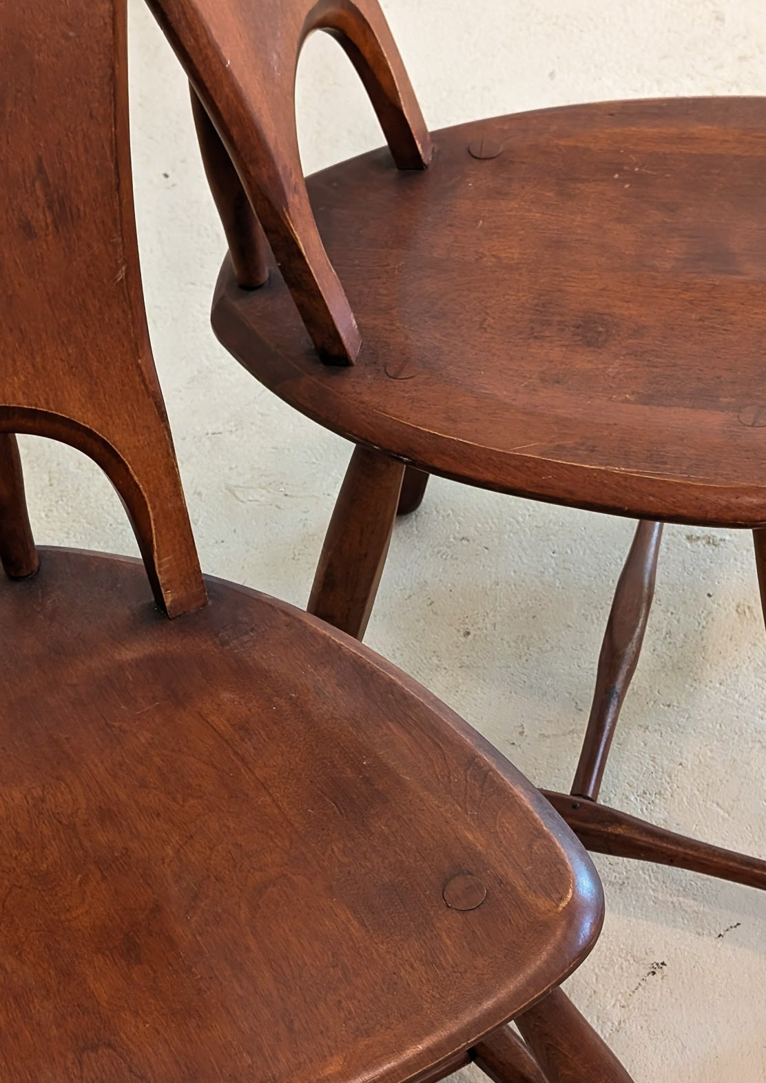 Pair of Vintage Wooden Brutalist Chairs