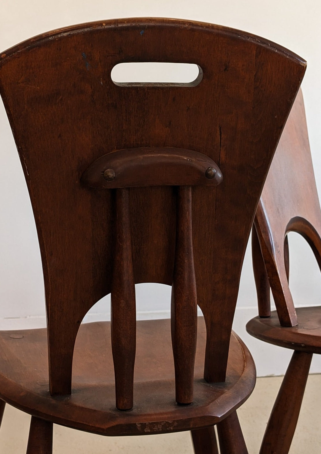 Pair of Vintage Wooden Brutalist Chairs