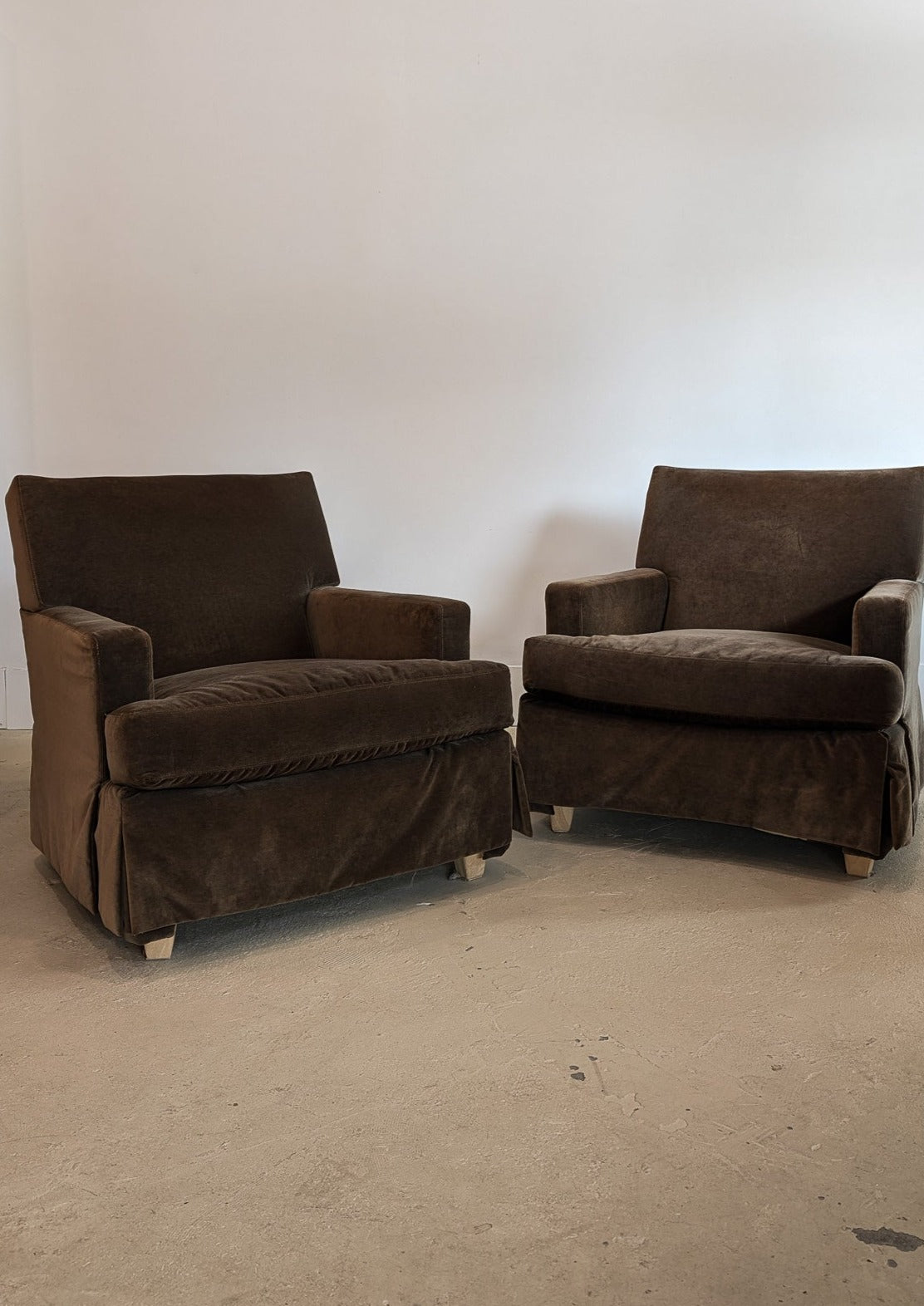 Pair of Lee Industries Brown Velvet Accent Chairs