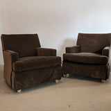 Pair of Lee Industries Brown Velvet Accent Chairs