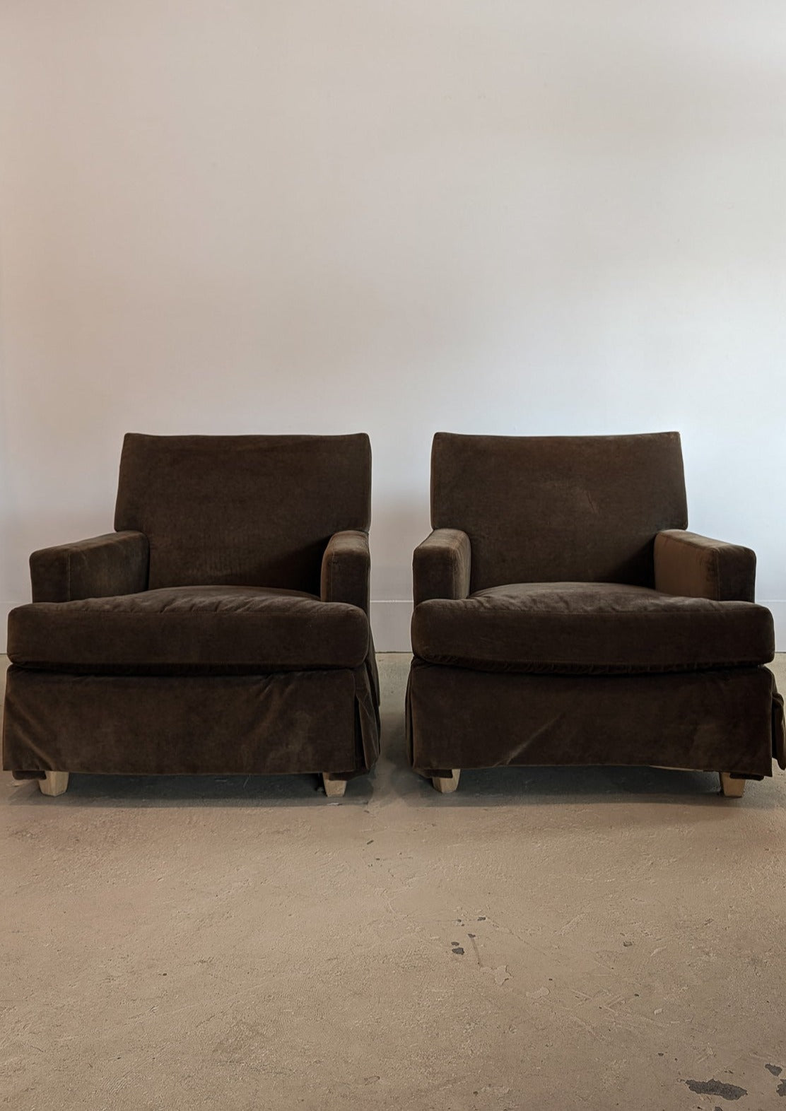 Pair of Lee Industries Brown Velvet Accent Chairs