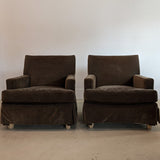 Pair of Lee Industries Brown Velvet Accent Chairs