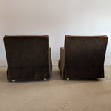 Pair of Lee Industries Brown Velvet Accent Chairs