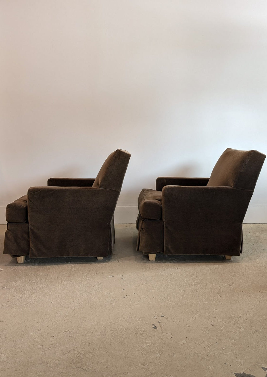 Pair of Lee Industries Brown Velvet Accent Chairs