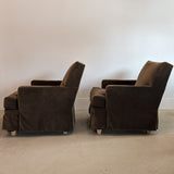 Pair of Lee Industries Brown Velvet Accent Chairs